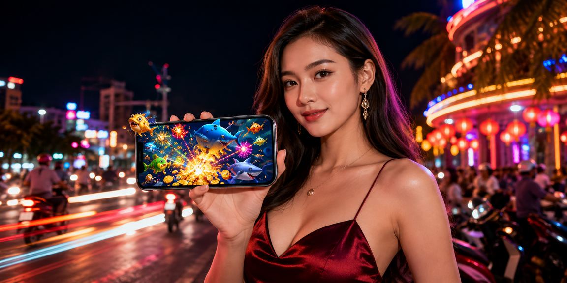 Không khí giải trí ban đêm tại Nha Trang – hình ảnh người dùng tham gia trò chơi trực tuyến qua thiết bị di động
